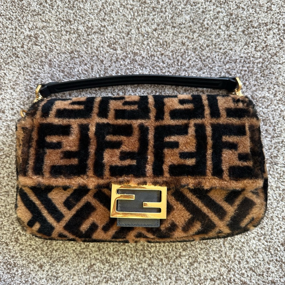 Fendi Brown and Black Fur Shoulder Bag